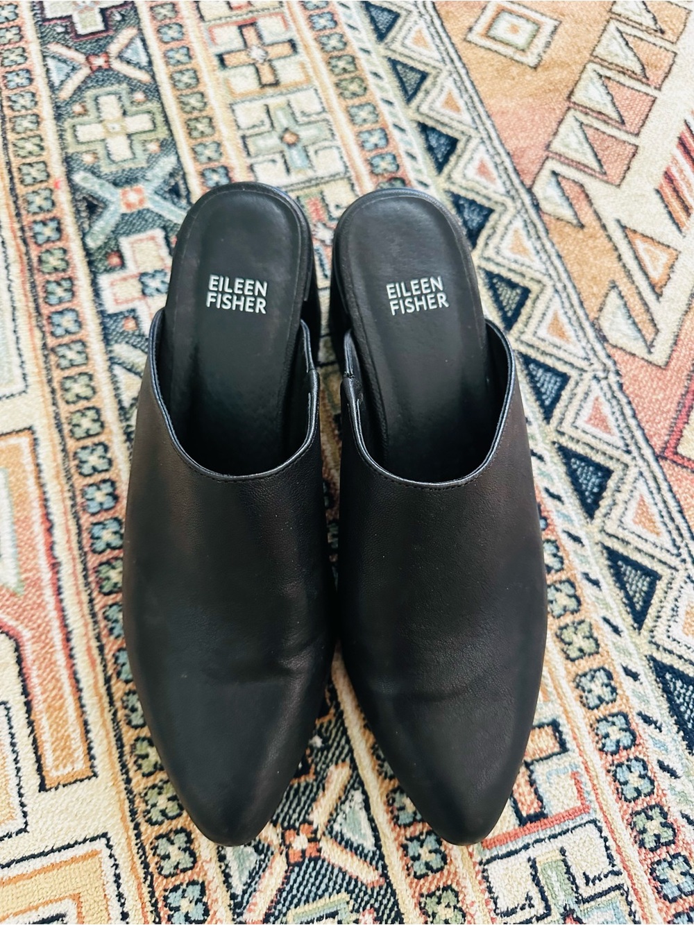 Eileen Fisher Vero Cuoio Leather Slip-On Mules Shoes Size 7